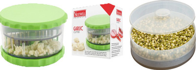 

Nestwell Garlic crusher WITH 2 pc Sprout maker Garlic crusher WITH Sprout maker Multicolor Kitchen Tool Set(Multicolor)