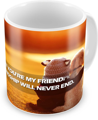 

Tuelip Printed Best Friendship quotes about Friendship Never End design for Tea And Coffee 350 ml Ceramic Mug(350 ml), White