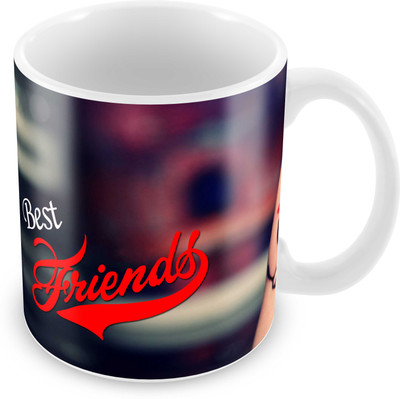 

Tuelip Printed Best Friends quotes design on Finger for Tea And Coffee 350 ml Ceramic Mug(350 ml), White