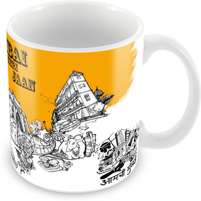 

Tuelip Printed Beautiful "Mumbai Meri Jaan" for Tea And Coffee 350 ml Ceramic Mug(350 ml), Multicolor