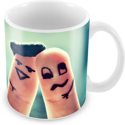 

Tuelip Printed Best Friendship quotes design on Finger cefor Tea And Coffee 350 ml Ceramic Mug(350 ml), White