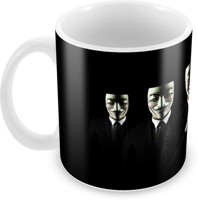 

Tuelip Printed Friendship Design with Anonymous Mask for Tea And Coffee 350 ml Ceramic Mug(350 ml), White