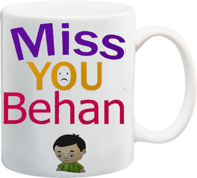 

ME&YOU Raksha Bandhan Gift For Sister/ Sis; miss you behan printed Ceramic Mug(325 ml), Multicolor