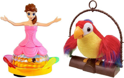 

AM Enterprises Multicolor Musical Talking Parrot with Princess 3D lights Doll(Multicolor)