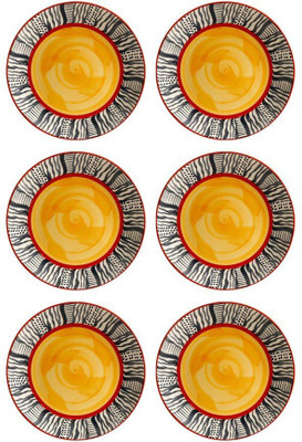 

caffeine Quarter Plate 7 Inch Ceramic/Stoneware in Amber Abstract Handmade set of 6 Dinner Plates(Pack of 6)