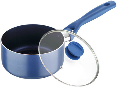 

Bergner Sauce Pan 16 cm diameter with Lid(Aluminium, Non-stick, Induction Bottom), Blue