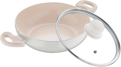 

Bergner Bellini Pressed Kadhai 0 cm with Lid(Ceramic, Aluminium, Non-stick), Beige