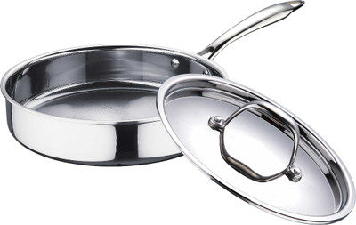

Bergner Argent Tri-ply Fry Curry Pan 0 cm diameter with Lid(Stainless Steel, Induction Bottom), Silver