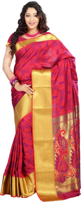 

Varkala Silk Sarees Woven Kanjivaram Jacquard Saree(Red)