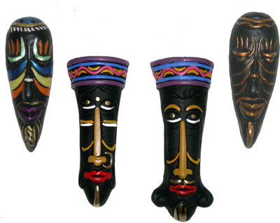 

Rasoh village hand artz terracotta tribal wall hanging masks Decorative Showpiece - 17 cm(Terracotta, Multicolor)