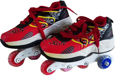 

KIDOZ KINGDOM FASHION RED SHOE WITH SKATE Quad Roller Skates - Size 3.5 UK(Multicolor)