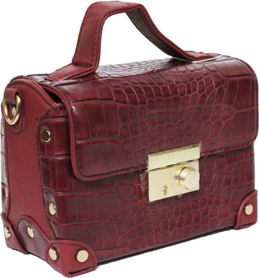 

Ravi Collections Girls Casual Maroon PU Sling Bag