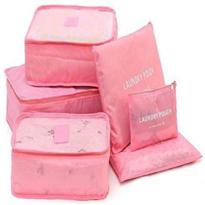 ShopAis Travel Laundary Bag-Pack of 6 sizes(Pink)
