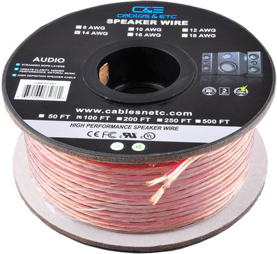 

C&E TV-out Cable 100 Feet 14AWG Enhanced Loud Oxygen-Free Copper Speaker Wire Cable(Copper, For Home Theater)
