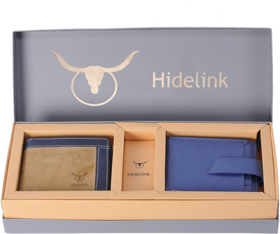 

Hidelink Men Multicolor Genuine Leather Wallet(5 Card Slots), Brown & blue