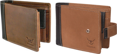

Hidelink Men Multicolor Genuine Leather Wallet(7 Card Slots), Brown & tan