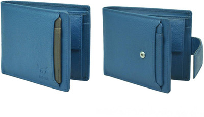 

Hidelink Men Blue Genuine Leather Wallet(7 Card Slots)