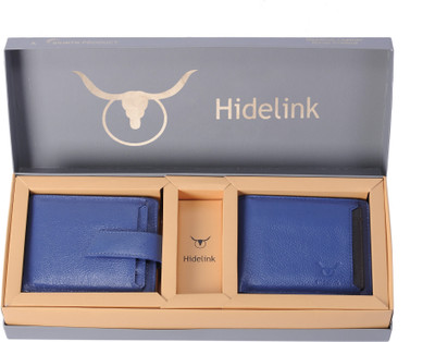 

Hidelink Men Blue Genuine Leather Wallet(5 Card Slots)