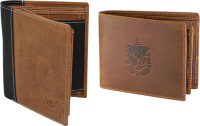

Hidelink Men Brown Genuine Leather Wallet(7 Card Slots)