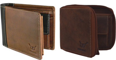 

Hidelink Men Brown Genuine Leather Wallet(7 Card Slots)