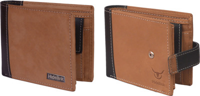 

Hidelink Men Tan Genuine Leather Wallet(7 Card Slots)