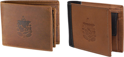 

Hidelink Men Multicolor Genuine Leather Wallet(7 Card Slots), Tan & brown