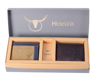 

Hidelink Men Brown Genuine Leather Wallet(5 Card Slots), Light & dark brown