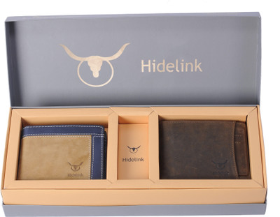 

Hidelink Men Brown Genuine Leather Wallet(5 Card Slots), Light & dark brown