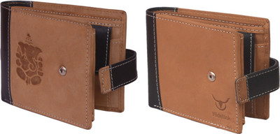 

Hidelink Men Tan Genuine Leather Wallet(7 Card Slots)