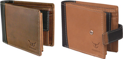 

Hidelink Men Multicolor Genuine Leather Wallet(7 Card Slots), Brown & tan