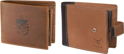 

Hidelink Men Multicolor Genuine Leather Wallet(7 Card Slots), Brown & tan
