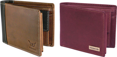 

Hidelink Men Multicolor Genuine Leather Wallet(7 Card Slots), Dark brown & reddish brown