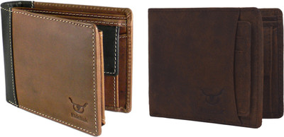 

Hidelink Men Brown Genuine Leather Wallet(7 Card Slots)