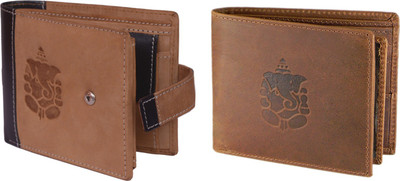 

Hidelink Men Multicolor Genuine Leather Wallet(7 Card Slots), Tan & brown