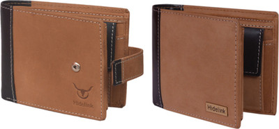 

Hidelink Men Tan Genuine Leather Wallet(7 Card Slots)