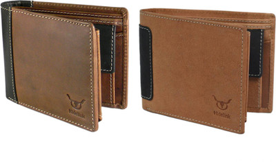 

Hidelink Men Multicolor Genuine Leather Wallet(7 Card Slots), Brown & tan