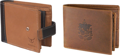 

Hidelink Men Multicolor Genuine Leather Wallet(7 Card Slots), Tan & brown