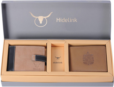 

Hidelink Men Multicolor Genuine Leather Wallet(5 Card Slots), Tan & brown