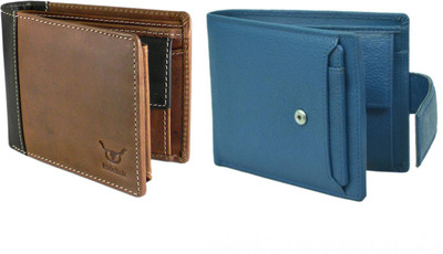 

Hidelink Men Multicolor Genuine Leather Wallet(7 Card Slots), Brown & blue