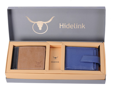 

Hidelink Men Multicolor Genuine Leather Wallet(5 Card Slots), Brown & blue