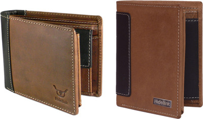

Hidelink Men Brown Genuine Leather Wallet(7 Card Slots)