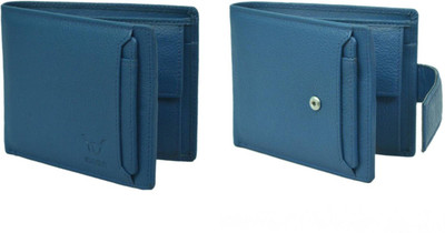 

Hidelink Men Blue Genuine Leather Wallet(7 Card Slots)