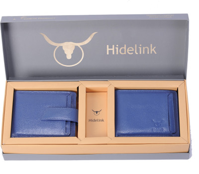 

Hidelink Men Blue Genuine Leather Wallet(5 Card Slots)