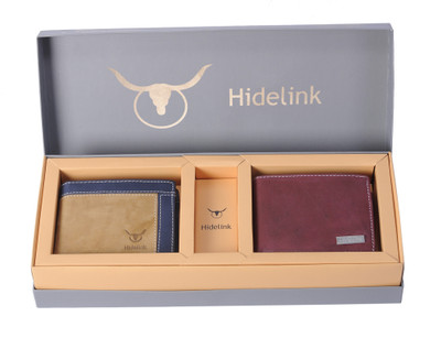 

Hidelink Men Multicolor Genuine Leather Wallet(5 Card Slots), Brown & reddish brown