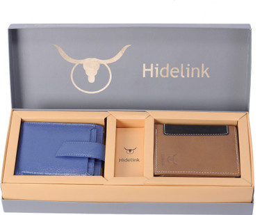 

Hidelink Men Multicolor Genuine Leather Wallet(5 Card Slots), Brown & blue