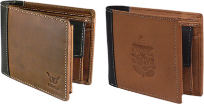 

Hidelink Men Multicolor Genuine Leather Wallet(7 Card Slots), Brown & tan