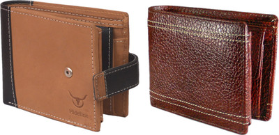 

Hidelink Men Multicolor Genuine Leather Wallet(7 Card Slots), Tan & chocolate brown