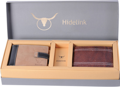 

Hidelink Men Multicolor Genuine Leather Wallet(5 Card Slots), Tan & chocolate brown