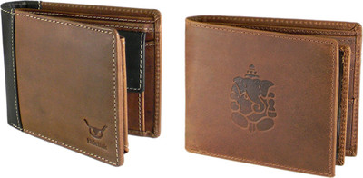 

Hidelink Men Brown Genuine Leather Wallet(7 Card Slots)