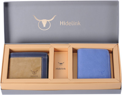

Hidelink Men Multicolor Genuine Leather Wallet(5 Card Slots), Brown & blue